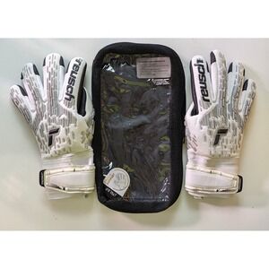 Reusch Attrakt Freegel Silver Finger Support Soccer Goalie Gloves White Black